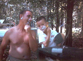 Scott, Dad Shaving in Camp